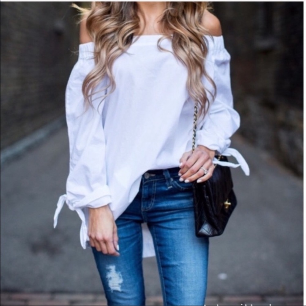 Free People Show Me Some Shoulder White Top | XS